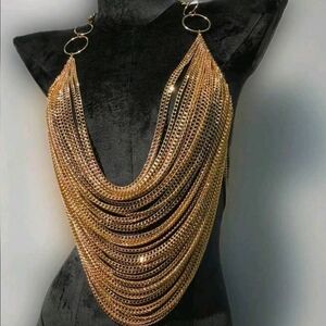 Goldtone Layered  Elegant Body Chain Jewelry